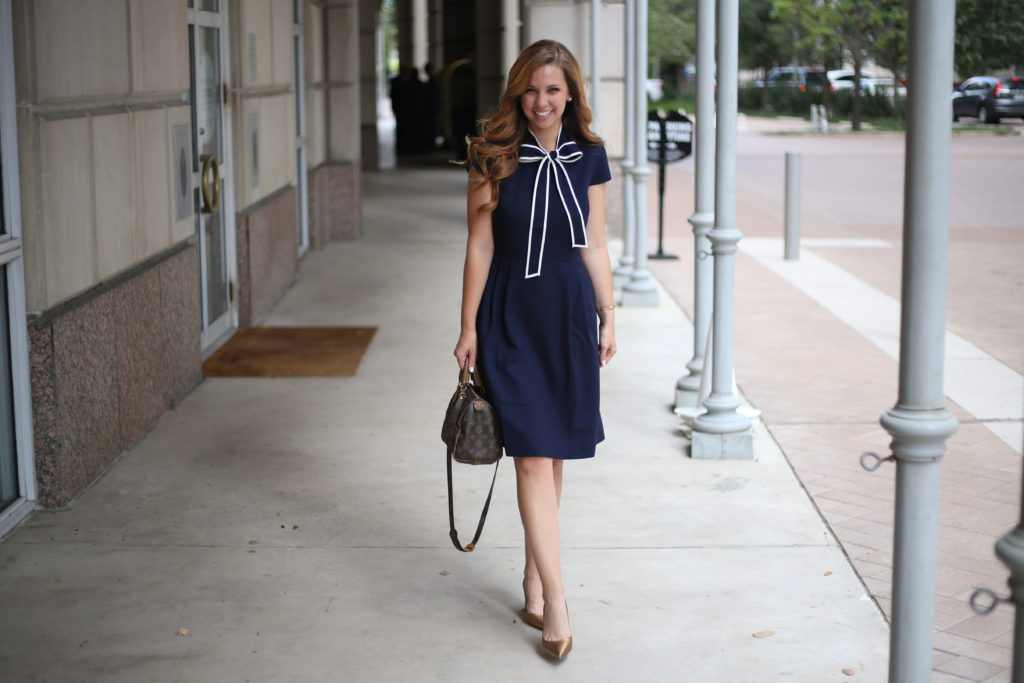 Navy Bow Dress - A Pearl Kind of Girl