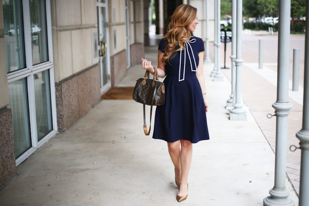 Navy Bow Dress - A Pearl Kind of Girl