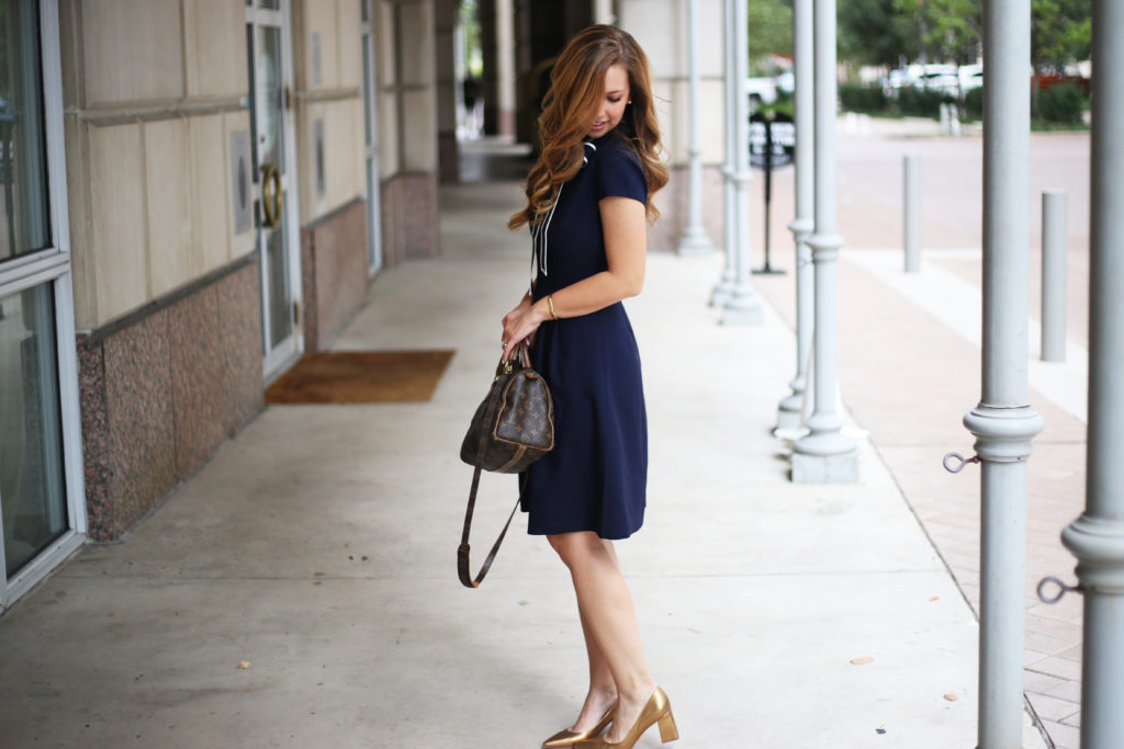 Navy Bow Dress - A Pearl Kind of Girl
