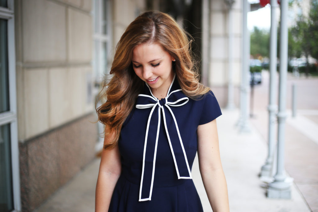 Navy Bow Dress - A Pearl Kind of Girl