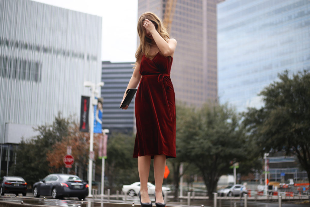 Red Velvet Dress - A Pearl Kind of Girl 