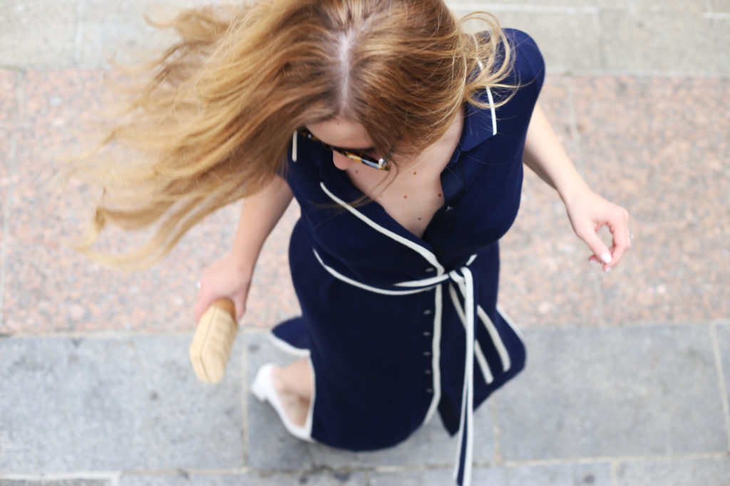 Navy and White Dress - A Pearl Kind of Girl 