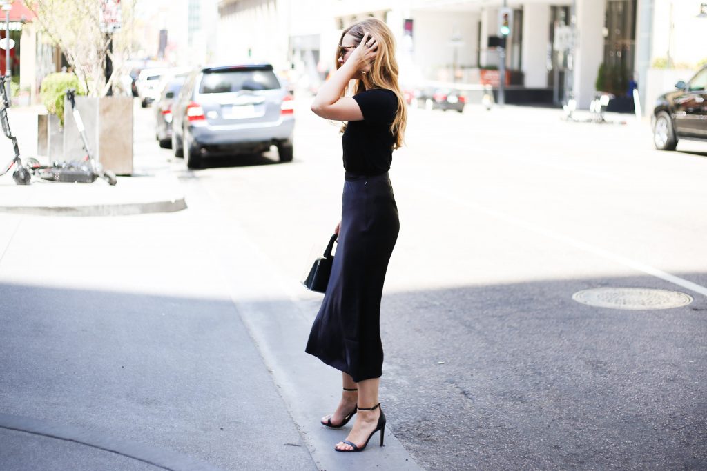 black skirt and top 
