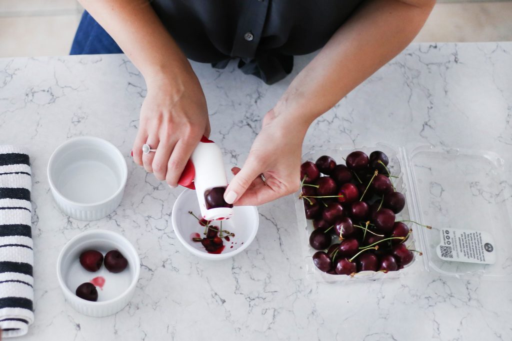 Pitting cherries 