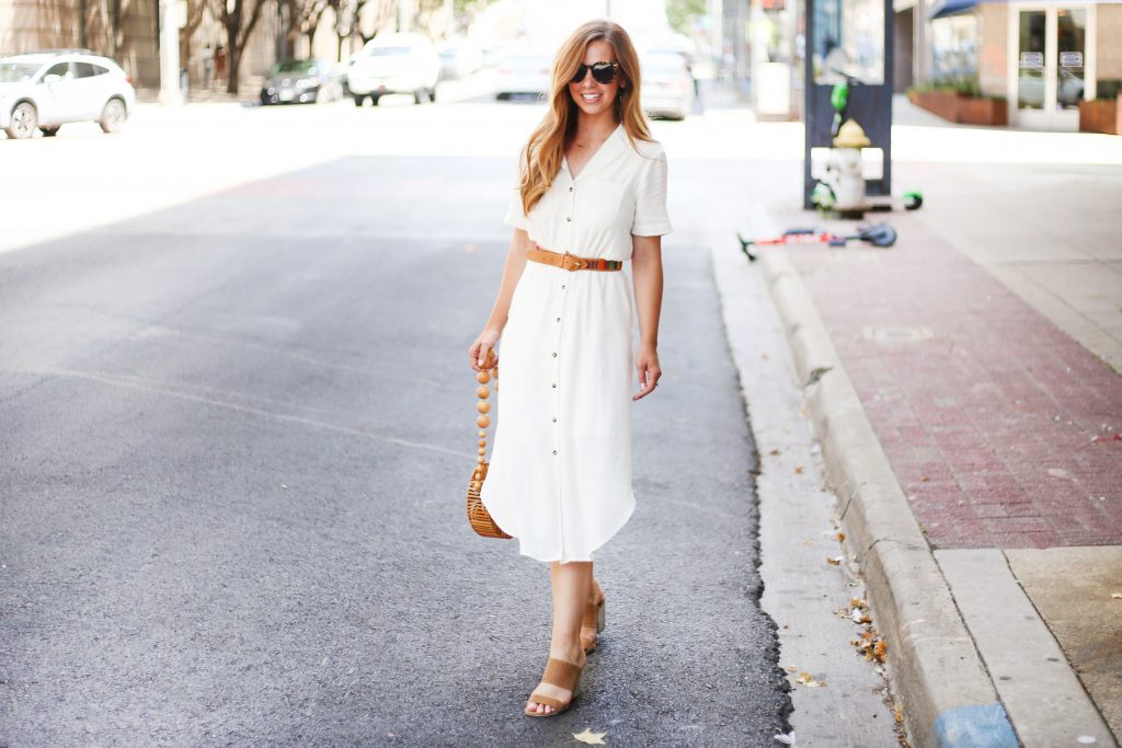 White Button Down Dress - A Pearl Kind of Girl 
