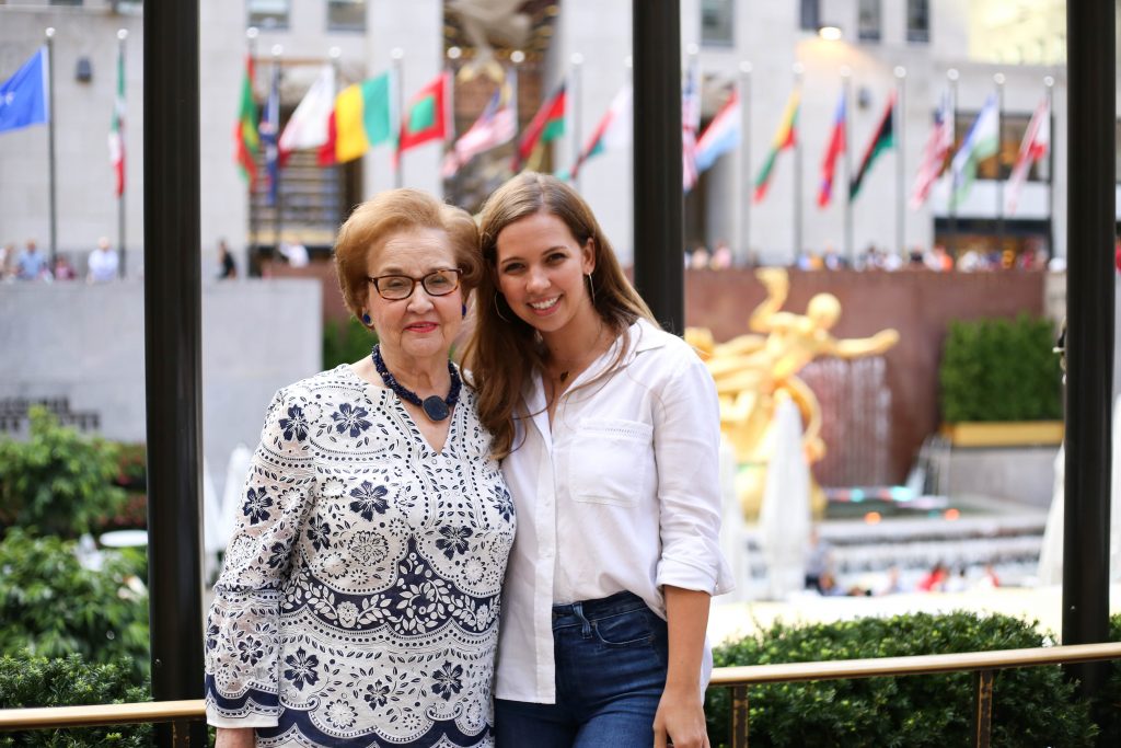Monna and Taylor outside Rockerfella Plaza
