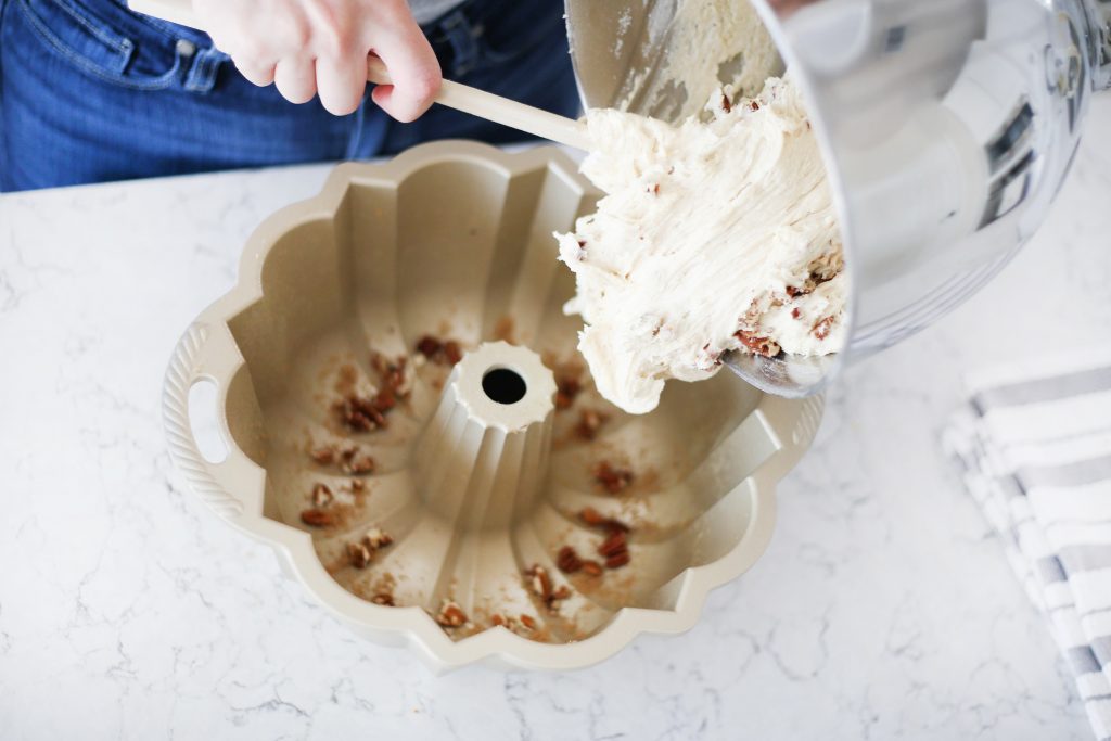 Pour batter into bundt pan 