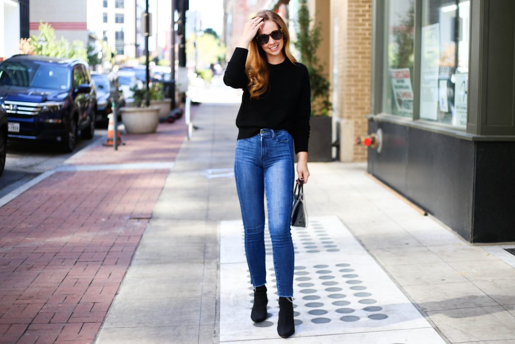 jeans and black sweater