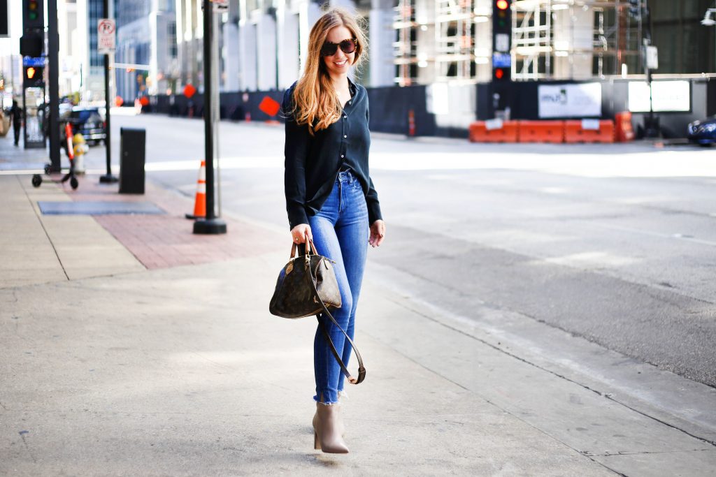 Black Silk Button Down - A Pearl Kind of Girl 