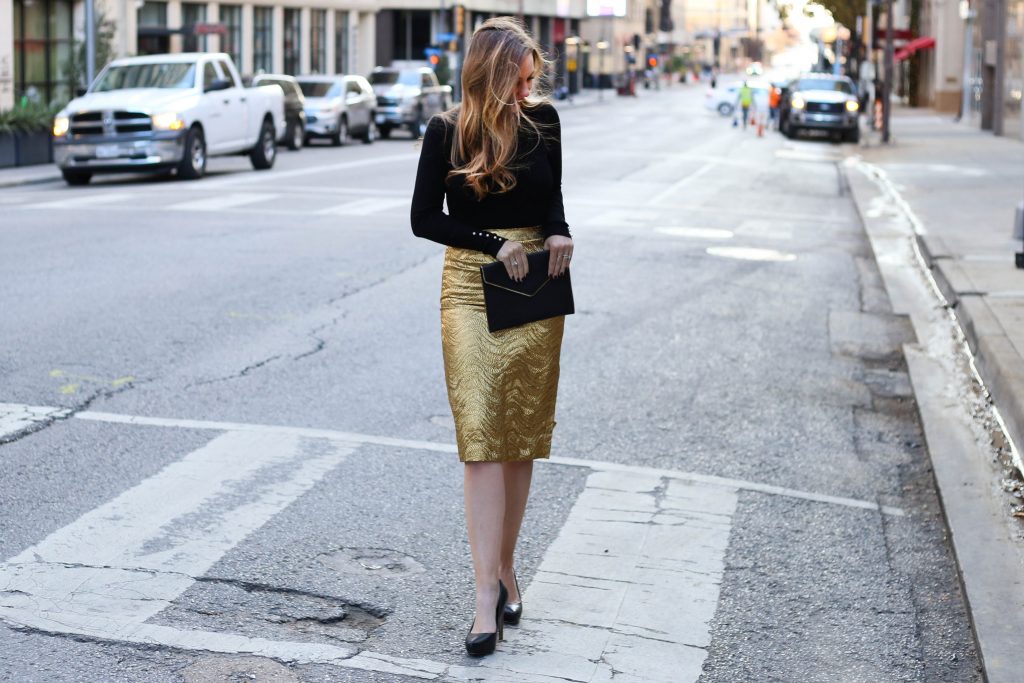 Gold Metallic Skirt - A Pearl Kind of Girl 