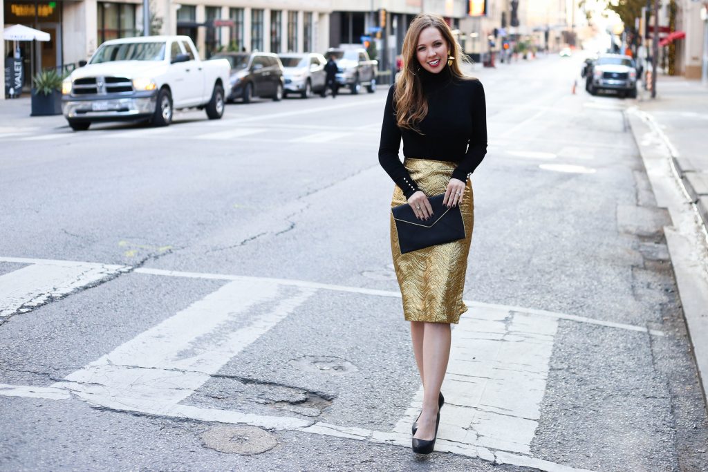 Gold Metallic Skirt - A Pearl Kind of Girl 