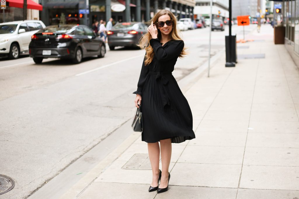 Feminine Black Dress - A Pearl Kind of Girl
