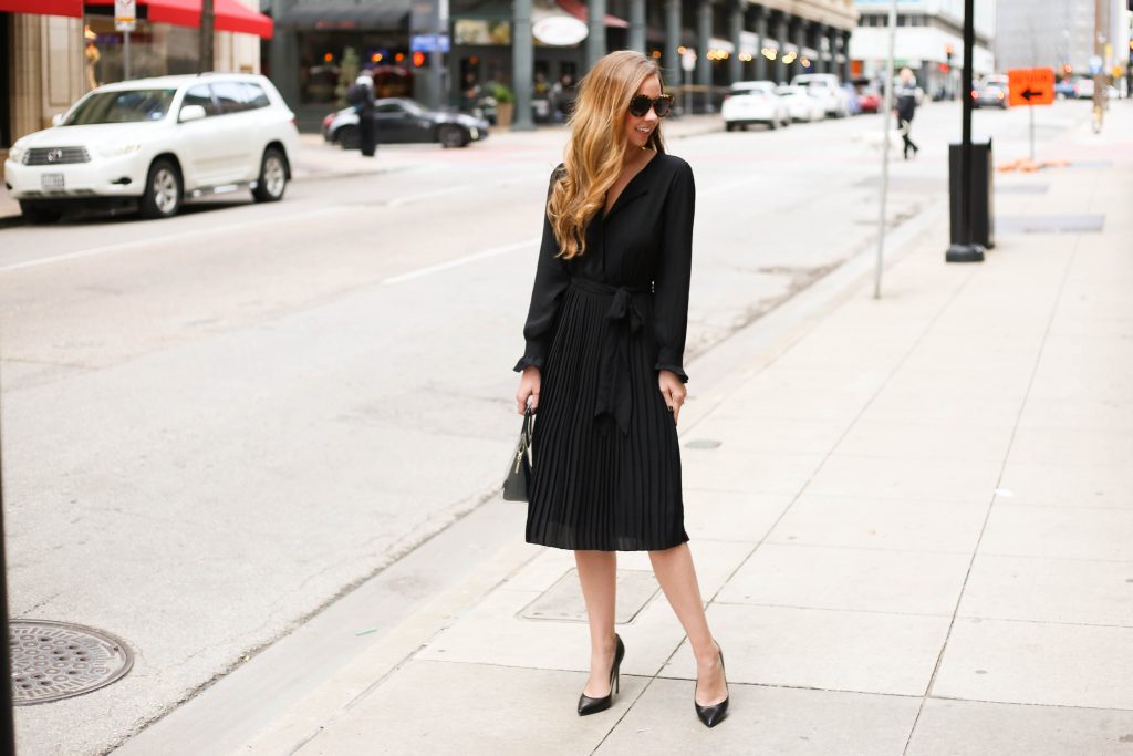 Feminine Black Dress - A Pearl Kind of Girl