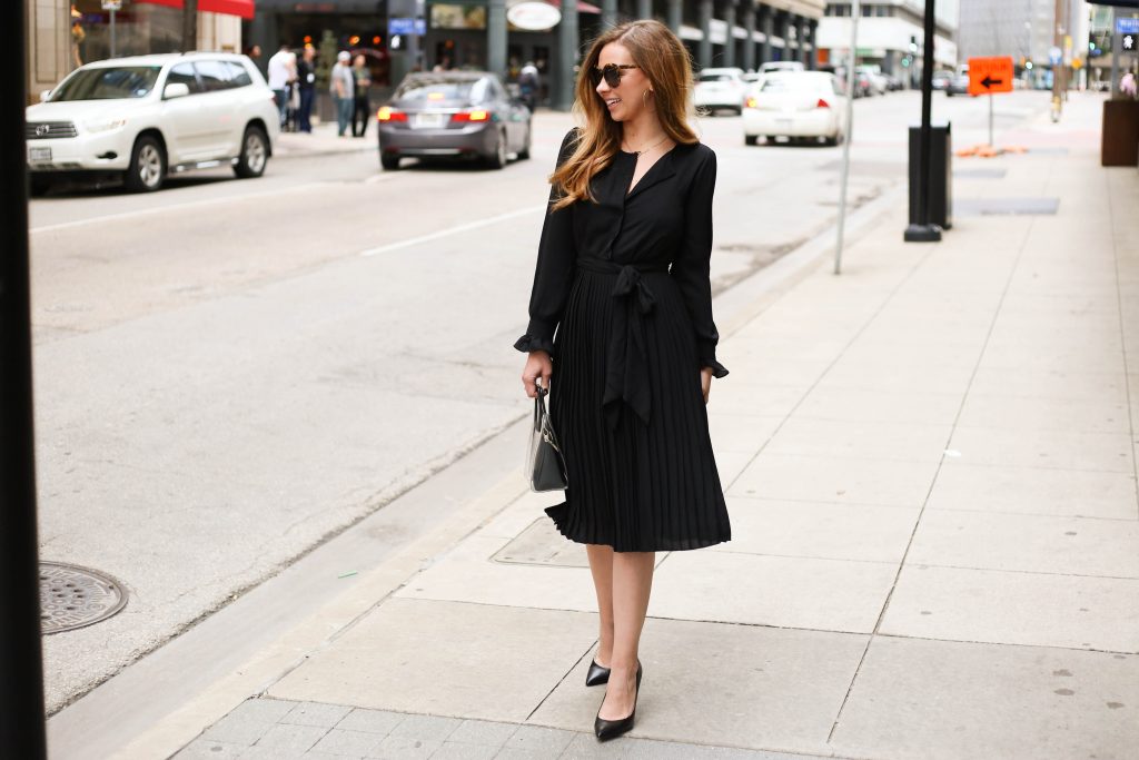Feminine Black Dress - A Pearl Kind of Girl
