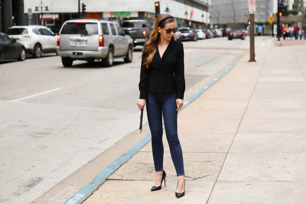 Black Wrap Top - A Pearl Kind of Girl 