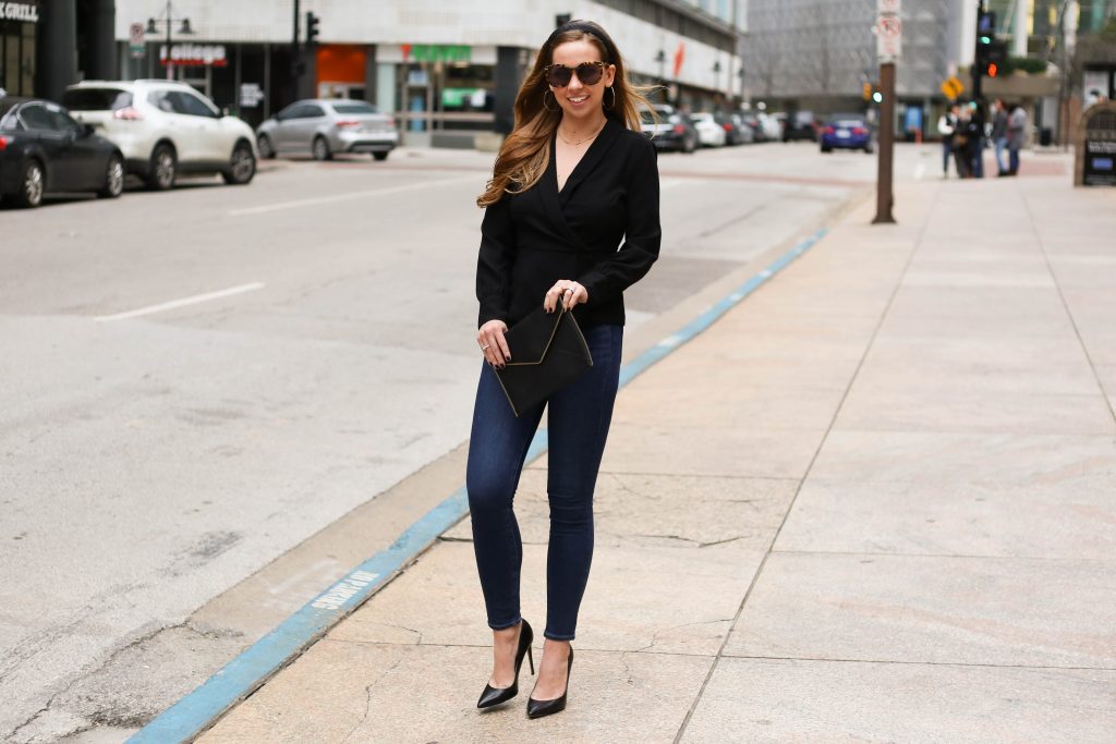 Black Wrap Top - A Pearl Kind of Girl 