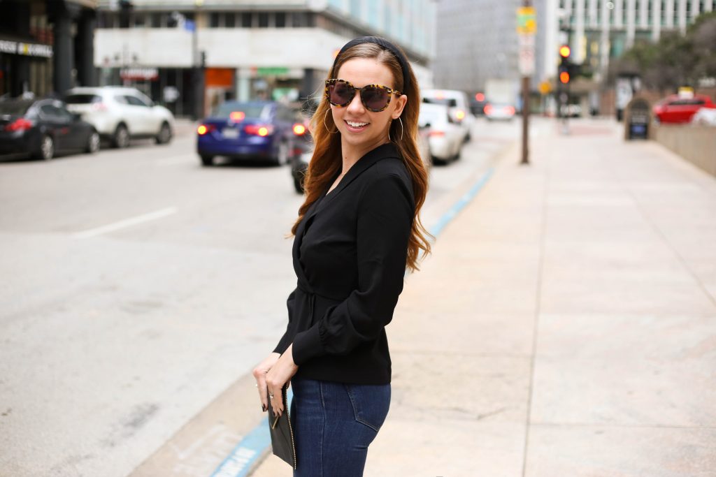 Black Wrap Top - A Pearl Kind of Girl 