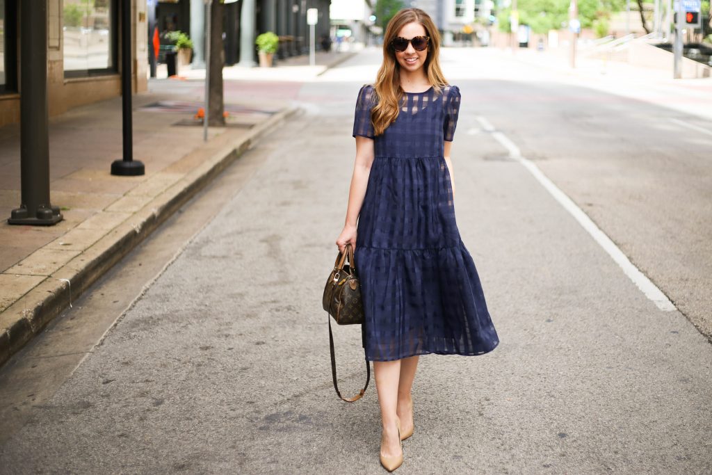 Navy Gingham Dress - A Pearl Kind of Girl 