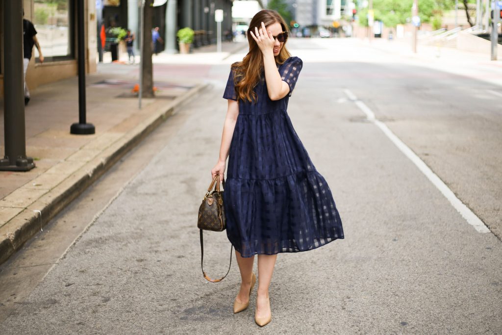 Navy Gingham Dress - A Pearl Kind of Girl 