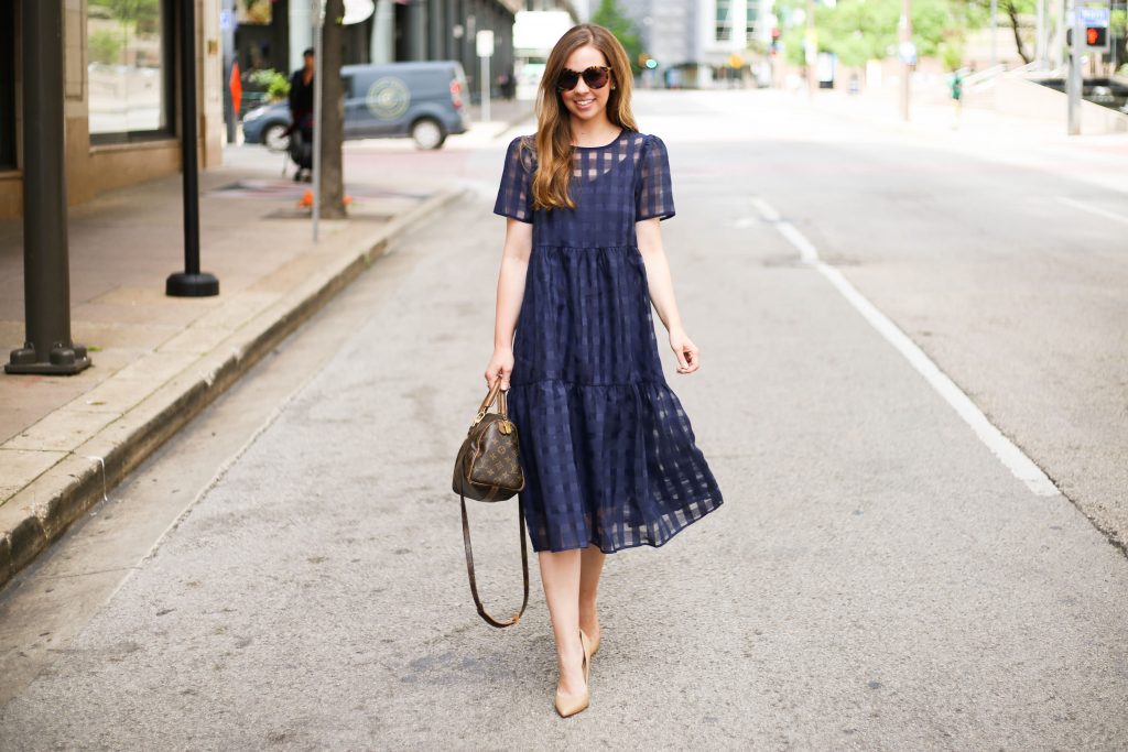 Navy Gingham Dress - A Pearl Kind of Girl 