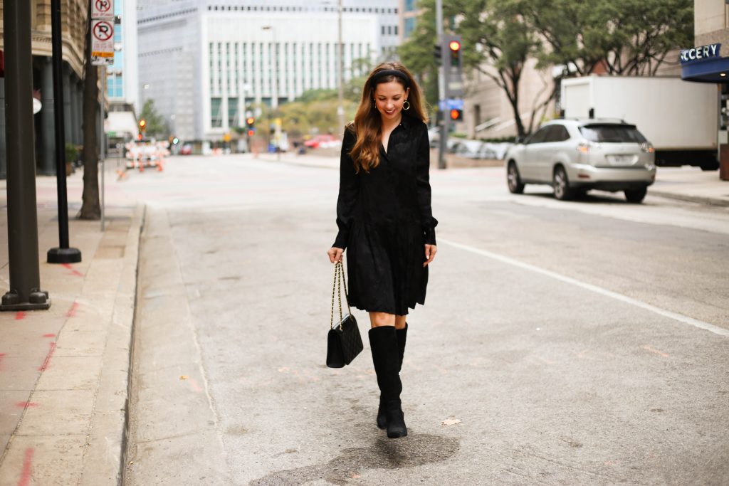 Black Jacquard Dress - A Pearl Kind of Girl 