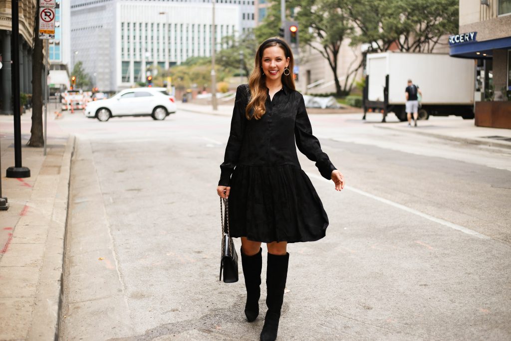Black Jacquard Dress - A Pearl Kind of Girl 