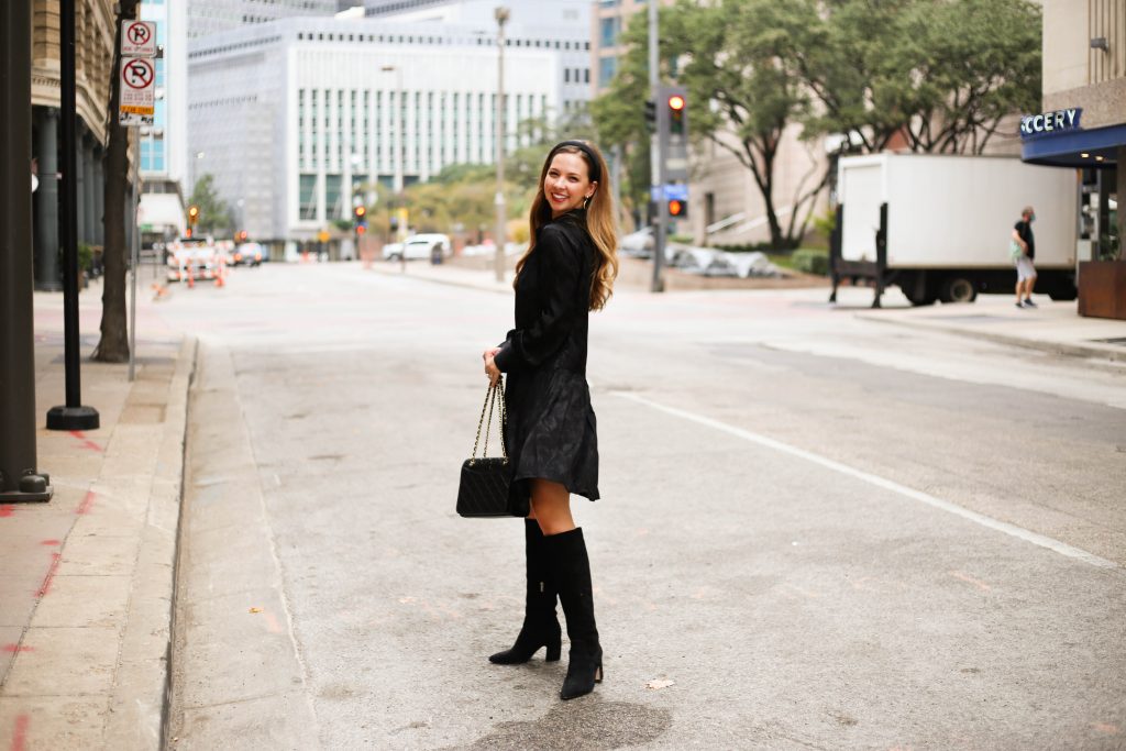 Black Jacquard Dress - A Pearl Kind of Girl 