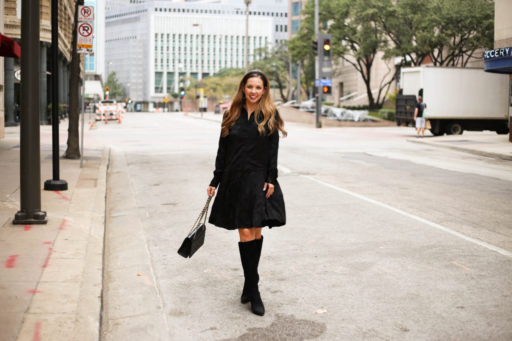 Black Jacquard Dress - A Pearl Kind of Girl 